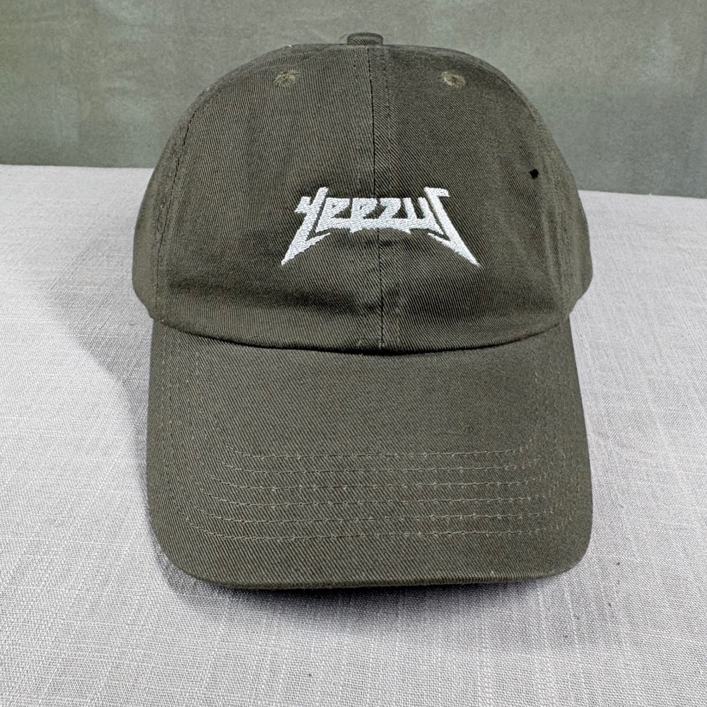 Kanye West Yeezus Tour Embroidered Logo Dad Hat Olive Green Cotton Baseball Cap